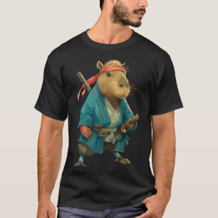Camiseta Capybara Ninja Samurái Japón Gráfica Divertida Jap