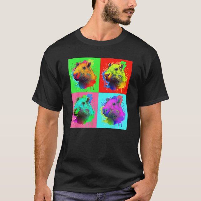 Camiseta Capybara Painted Art Portrait Cute Capybara Lover  (Anverso)