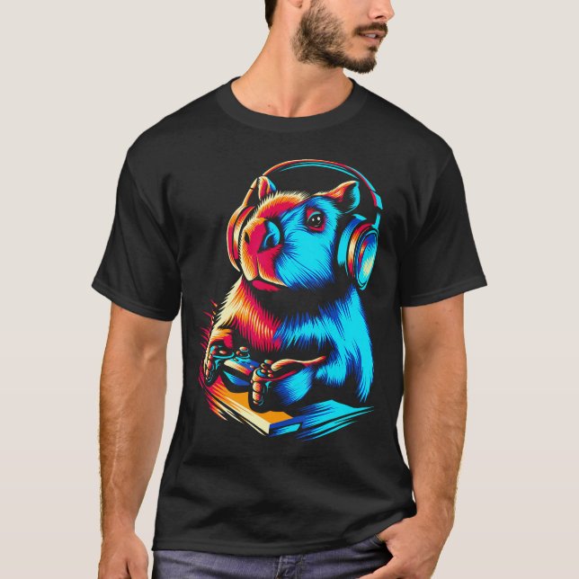 Camiseta Capybara Playing Video Games Animal Rodent Lover C (Anverso)