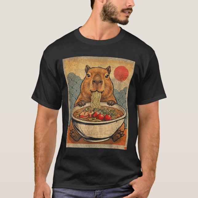 Camiseta Capybara Ramen Japanese Funny Graphic Kawaii Anime (Anverso)