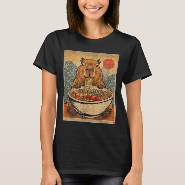 Camiseta Capybara Ramen Japanese Funny Graphic Kawaii Anime (Anverso)