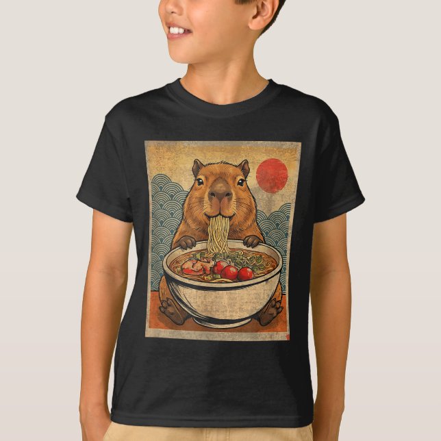 Camiseta Capybara Ramen Japanese Funny Graphic Kawaii Anime (Anverso)
