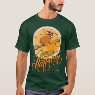 Camiseta Capybara Ride Witch Shot Moon Vintage Capybara Hal
