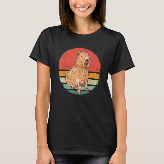 Camiseta Capybara Rodent Animal Retro Sunset (Anverso)