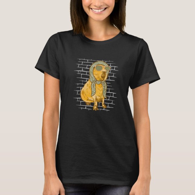 Camiseta Capybara Scarf Sunglasses  Guinea Pig Animal Capyb (Anverso)