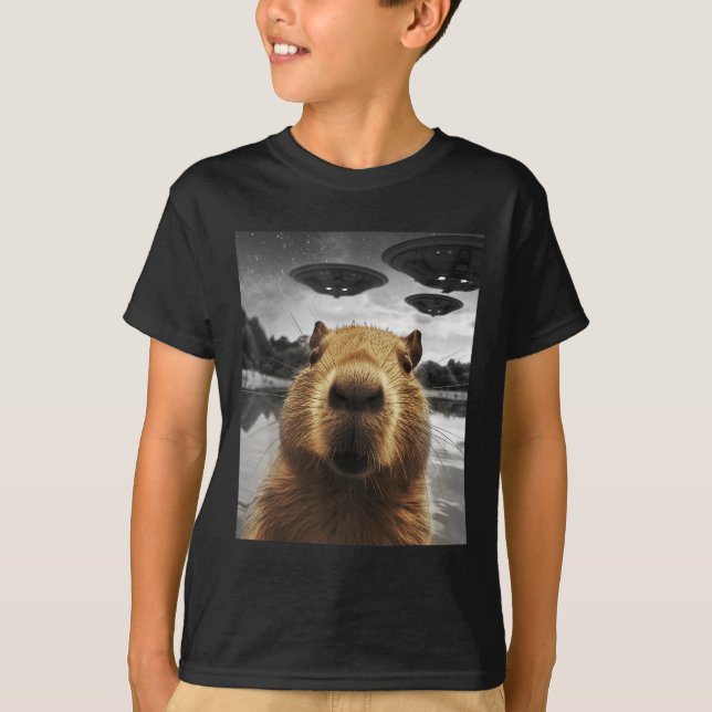 Camiseta Capybara Selfie Graciosa Navidad Capibara gráfico  (Anverso)
