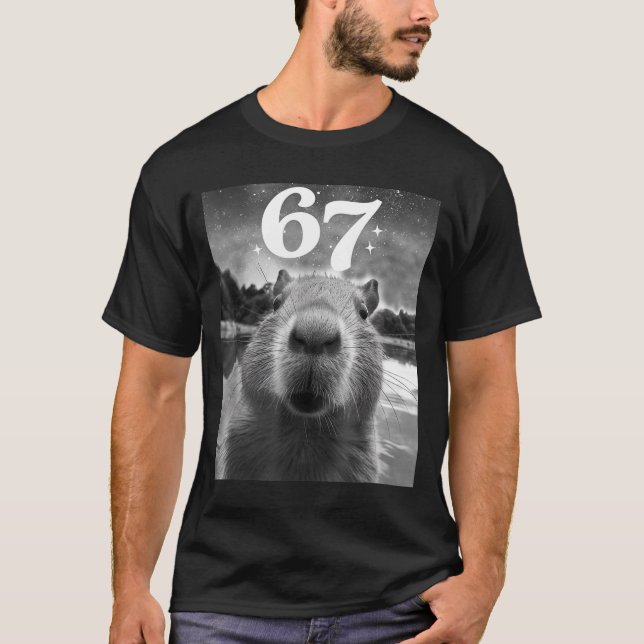 Camiseta Capybara Selfie With 67 Meme Capy Graphic For Men  (Anverso)