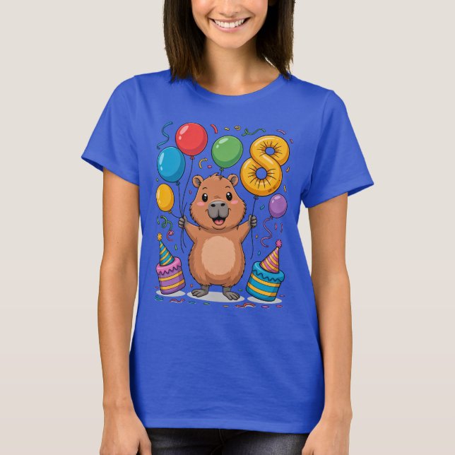 Camiseta Capybara Shirt for Girls 8 Birthday Celebration (Anverso)