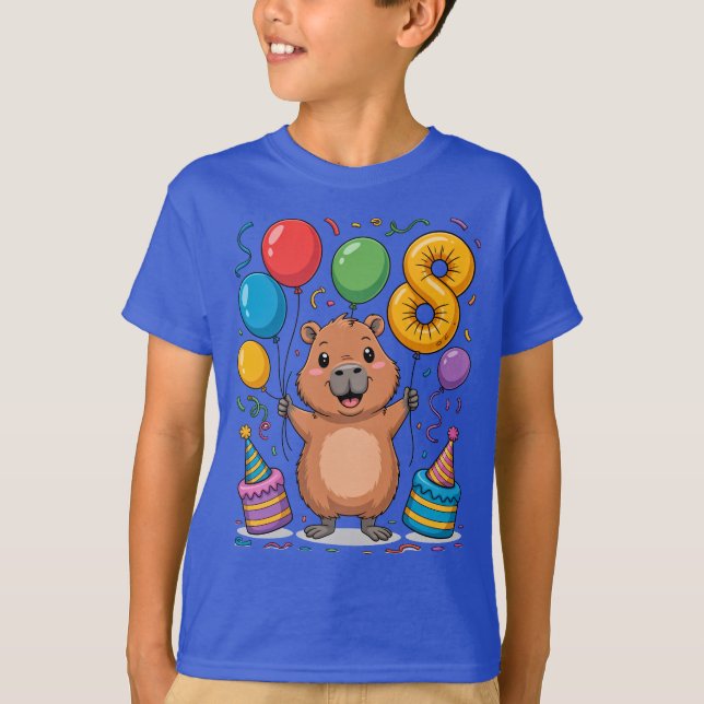 Camiseta Capybara Shirt for Girls 8 Birthday Celebration (Anverso)