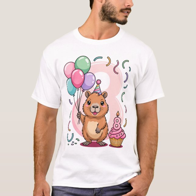 Camiseta Capybara Shirt for Girls 8 Birthday Party Fun (Anverso)