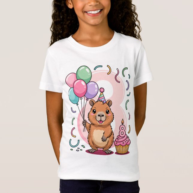 Camiseta Capybara Shirt for Girls 8 Birthday Party Fun (Anverso)
