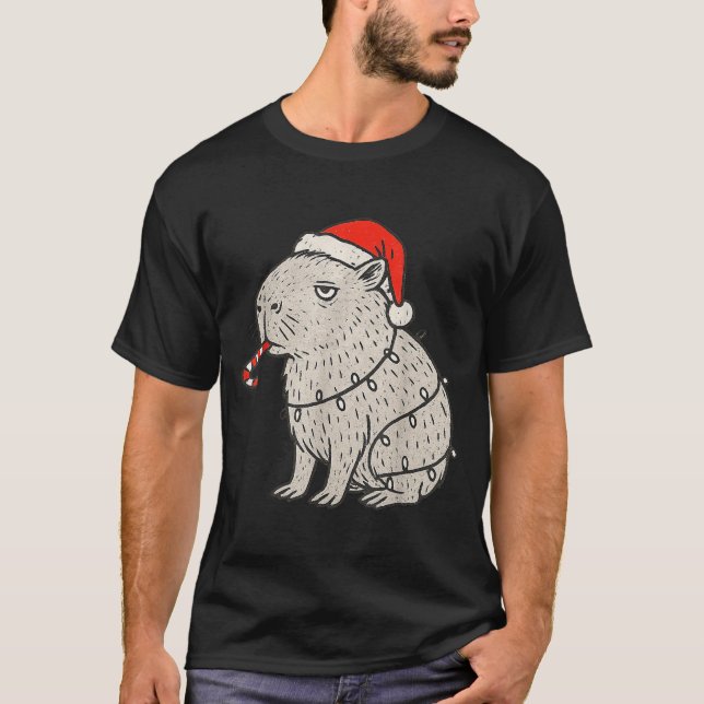 Camiseta Capybara Smoking Christmas Ugly Cigarette Gen Z  (Anverso)