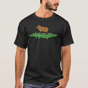 Camiseta Capybara Sobre Cocodrilo Capy Caimán Roedor Hombre
