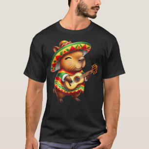 Camiseta Capybara Sombrero Guitar Cinco De Mayo Niño Mexica