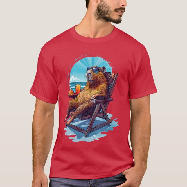 Camiseta Capybara Summer Vacation Beach Ocean Sea Capybara  (Anverso)