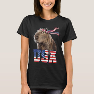 Camiseta Capybara Usa Bandera Patriótica Americana Hombres