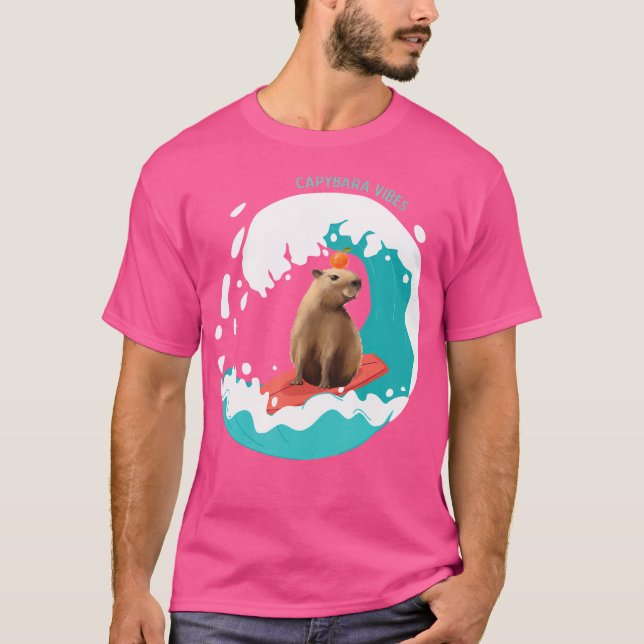 Camiseta Capybara Vibes Beach Waves Capybara Wildlife Anima (Anverso)