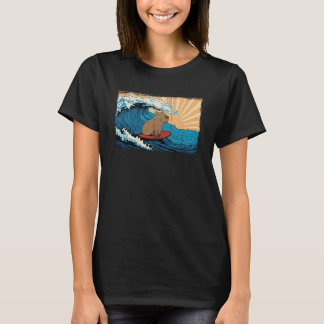 Camiseta Capybara Wave Surfboard Capibara Animal (Anverso)