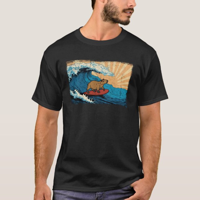 Camiseta Capybara Wave  Surfing Capibara Animal (Anverso)