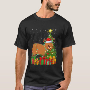 Camiseta Capybara Xmas Árbol iluminando Santa Hat Capybara 