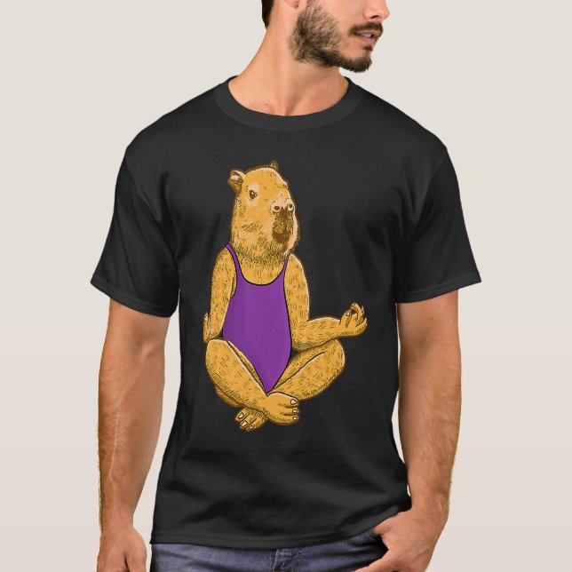 Camiseta Capybara Yoga poses Meditation Workout exercises g (Anverso)