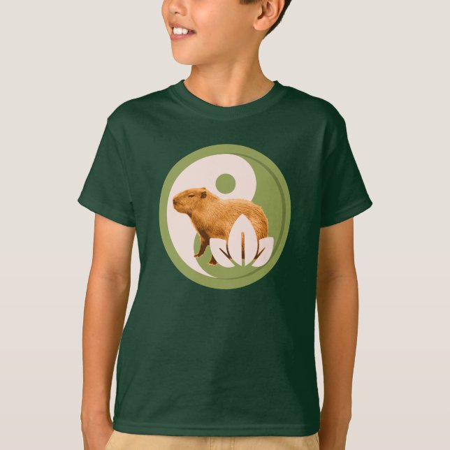 Camiseta Capybara Zen Yin Yang Naturaleza Pacífica (Anverso)