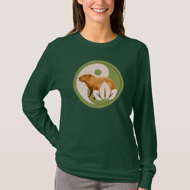 Camiseta Capybara Zen Yin Yang Naturaleza Pacífica (Anverso)