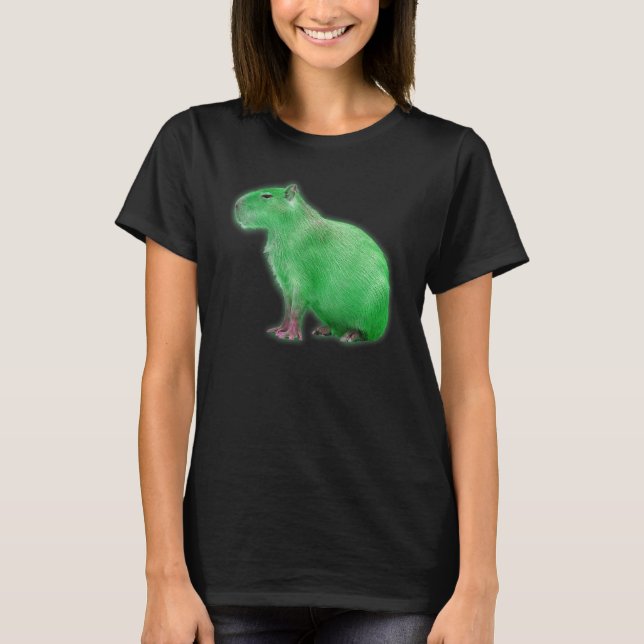 Camiseta Capybaras Cute Space Capybara Martian Green (Anverso)
