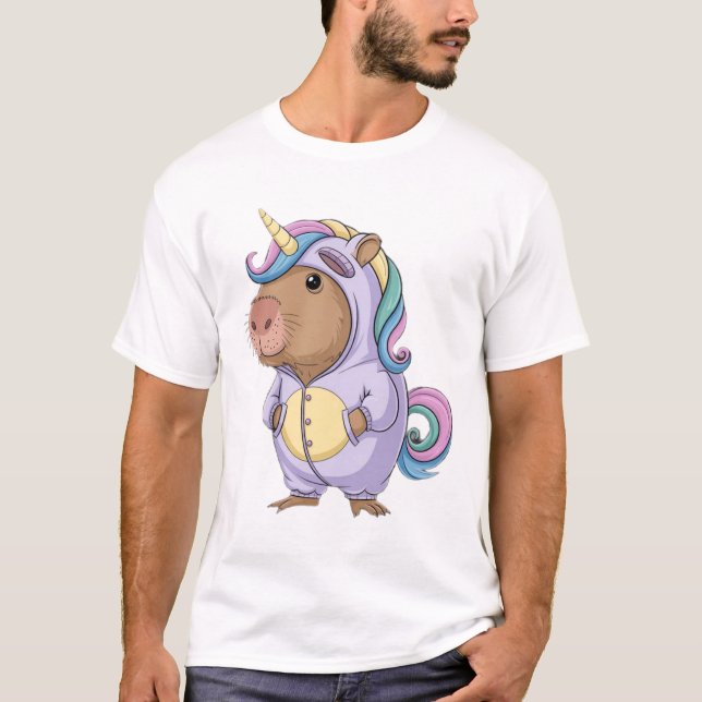 Camiseta Capycorn Capibara Unicornio Kawaii Roedor Arcoíris (Anverso)
