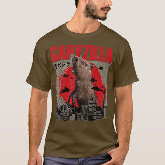 Camiseta Capyzilla Funny Cuidado Capybara Art Sunset japoné