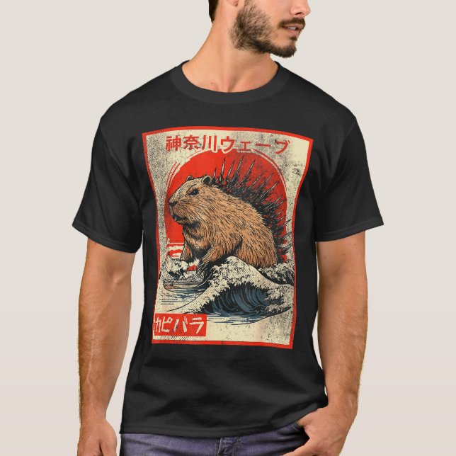Camiseta Capyzilla _ Kanagwa Wave Japan _ Cool Rodent Capyb (Anverso)