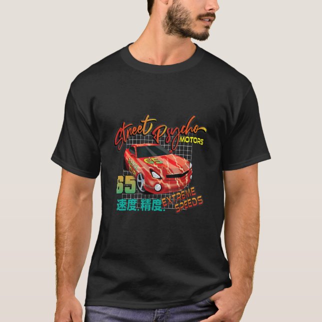 Camiseta Car Fanatic Red Lightning 64 Street Psycho Motors (Anverso)