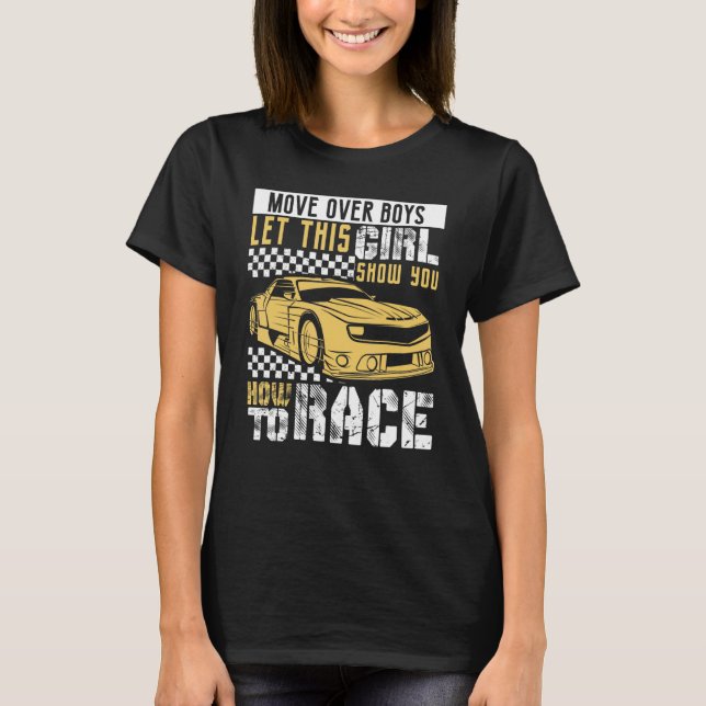 Camiseta Car Racing Checkered Flag Automobile Female Motor  (Anverso)