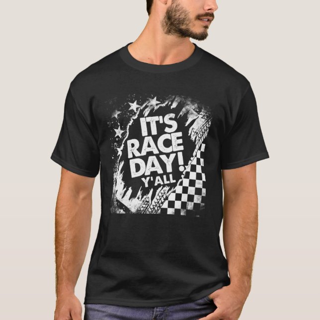 Camiseta Car Racing It s Raceday Checkered Flag Dirt Track  (Anverso)