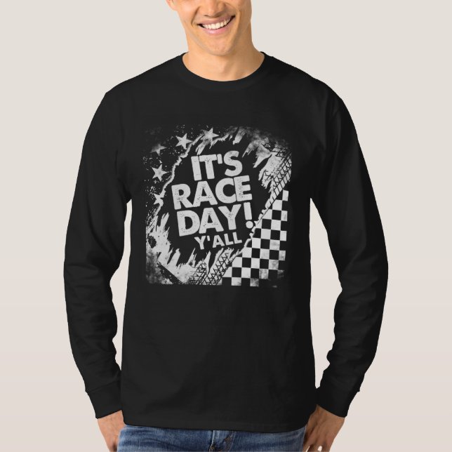 Camiseta Car Racing It s Raceday Checkered Flag Dirt Track  (Anverso)