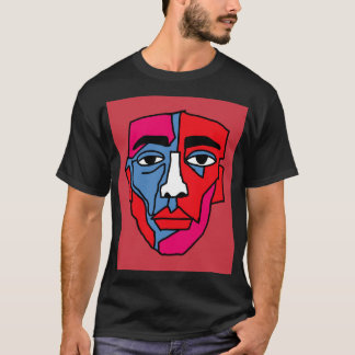 Camiseta Cara abstracta cubista depresión gráfico retro Ilu