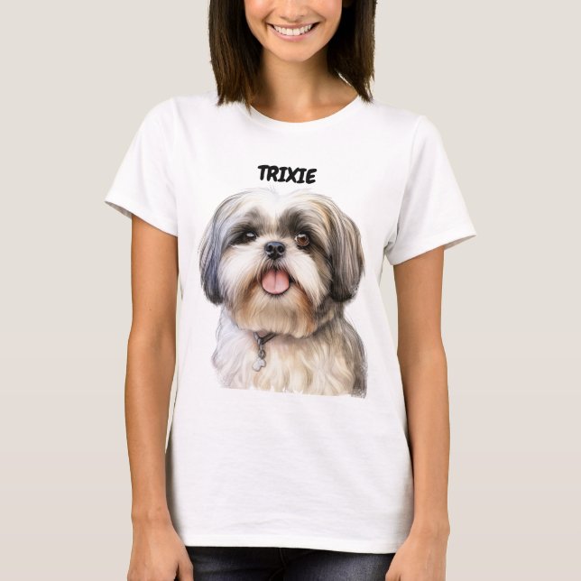 CAMISETA CARA ADORABLE DEL PERRO SHIH TZU (Anverso)