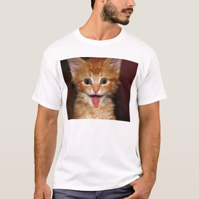 Camiseta Cara anaranjada divertida del gatito (Anverso)