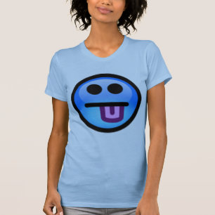 Camiseta Cara azul con la lengua que se pega hacia fuera.