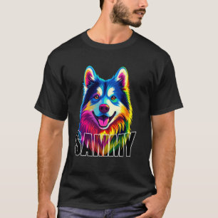 Camiseta Cara Colorida Samoyedo Sonriendo Amante de Perros
