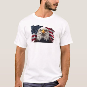 Camiseta Cara de águila calva con bandera estadounidense