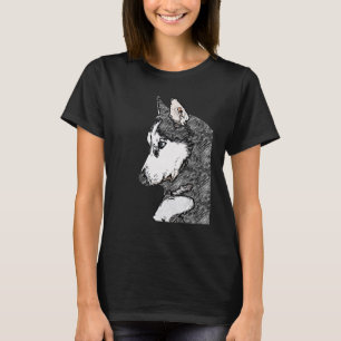 Camiseta Cara de arte de impresión de perro Husky con Husky
