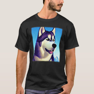 Camiseta Cara de arte de impresión de perros de diseño Husk