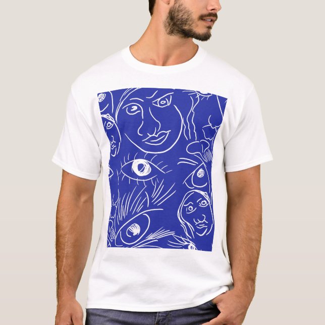 Camiseta Cara de belleza: dibujo de una línea. (Anverso)