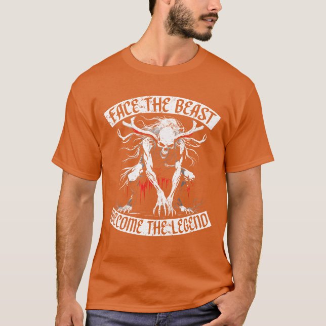 Camiseta Cara de bestia criptida Wendigo se convierte en le (Anverso)