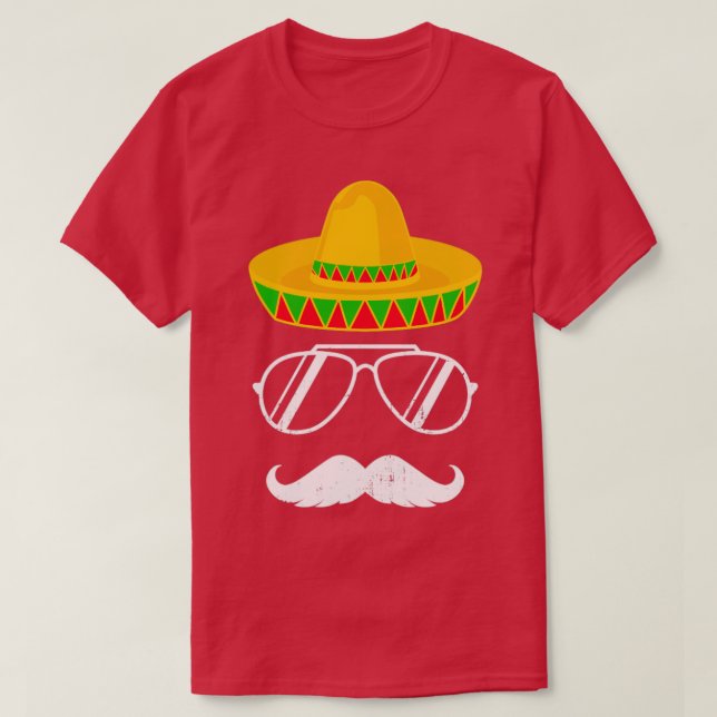 Camiseta Cara de bigote mexicano con sombrero mexicano dive (Diseño del anverso)