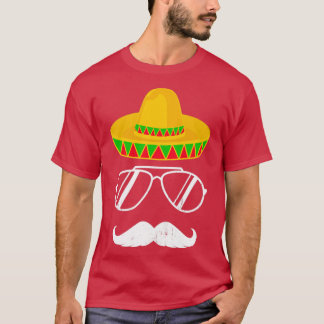 Camiseta Cara de bigote mexicano con sombrero mexicano dive