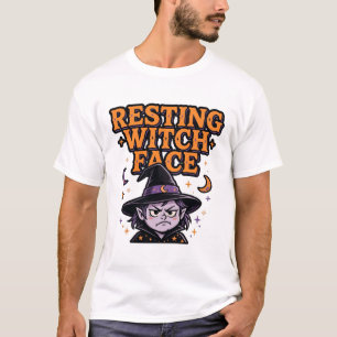 Camiseta Cara de Bruja en Reposo Arte Tipográfico Divertido