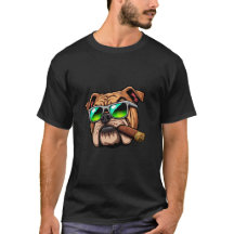 Cara de Bulldog Genial con Cigarro y Gafas de Sol