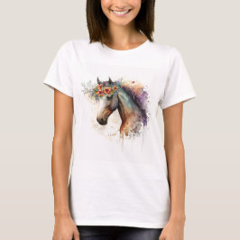 Camiseta Cara de caballo con flores